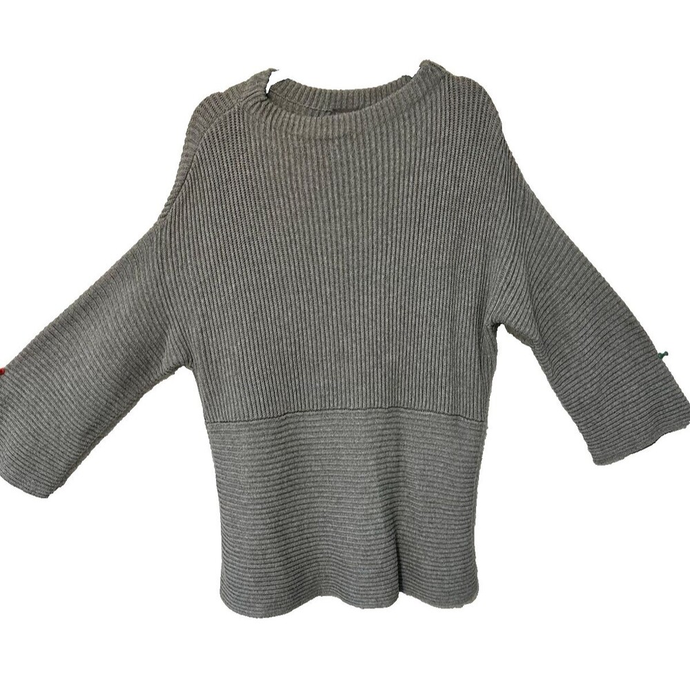 Vince Camino Mock Neck Sweater, Bell Sleeves, Gray,‎ size Large Ribbed